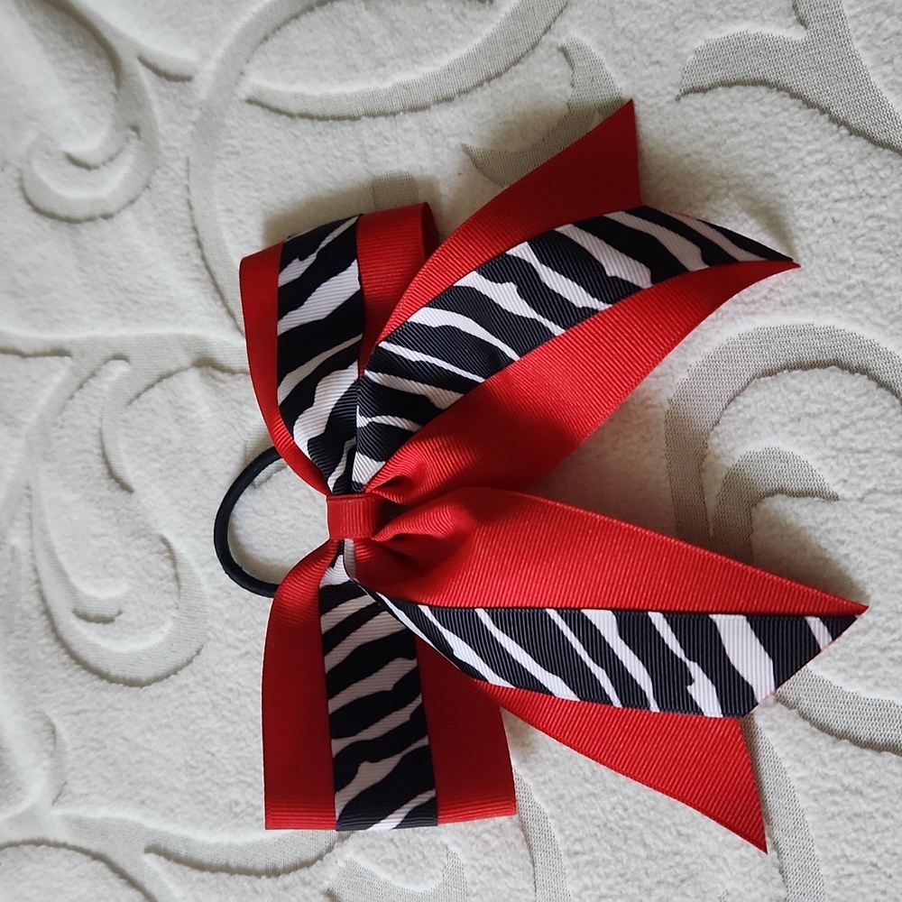 Red and Zebra Print Hair Bow